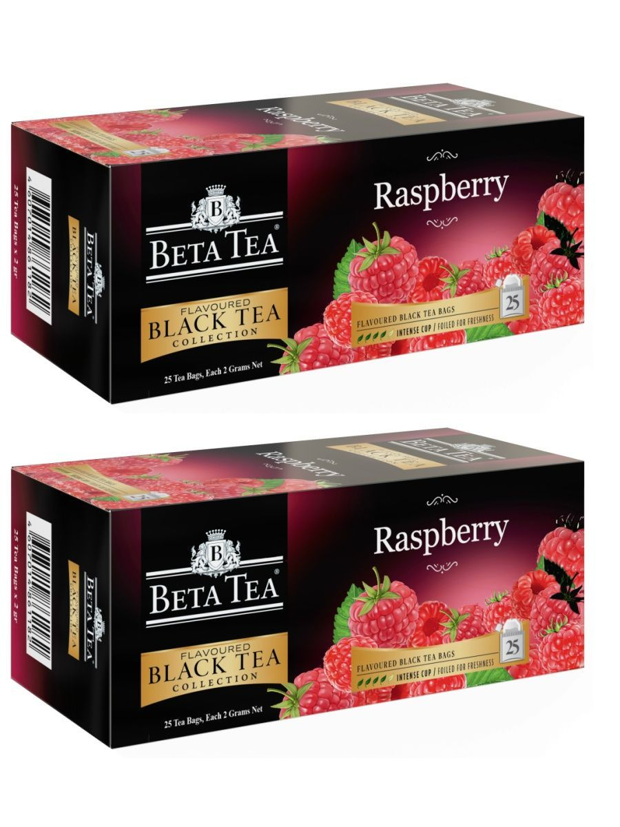 

Чай черный Beta Tea Малина, 25 пакетиков по 2 г, 2 шт