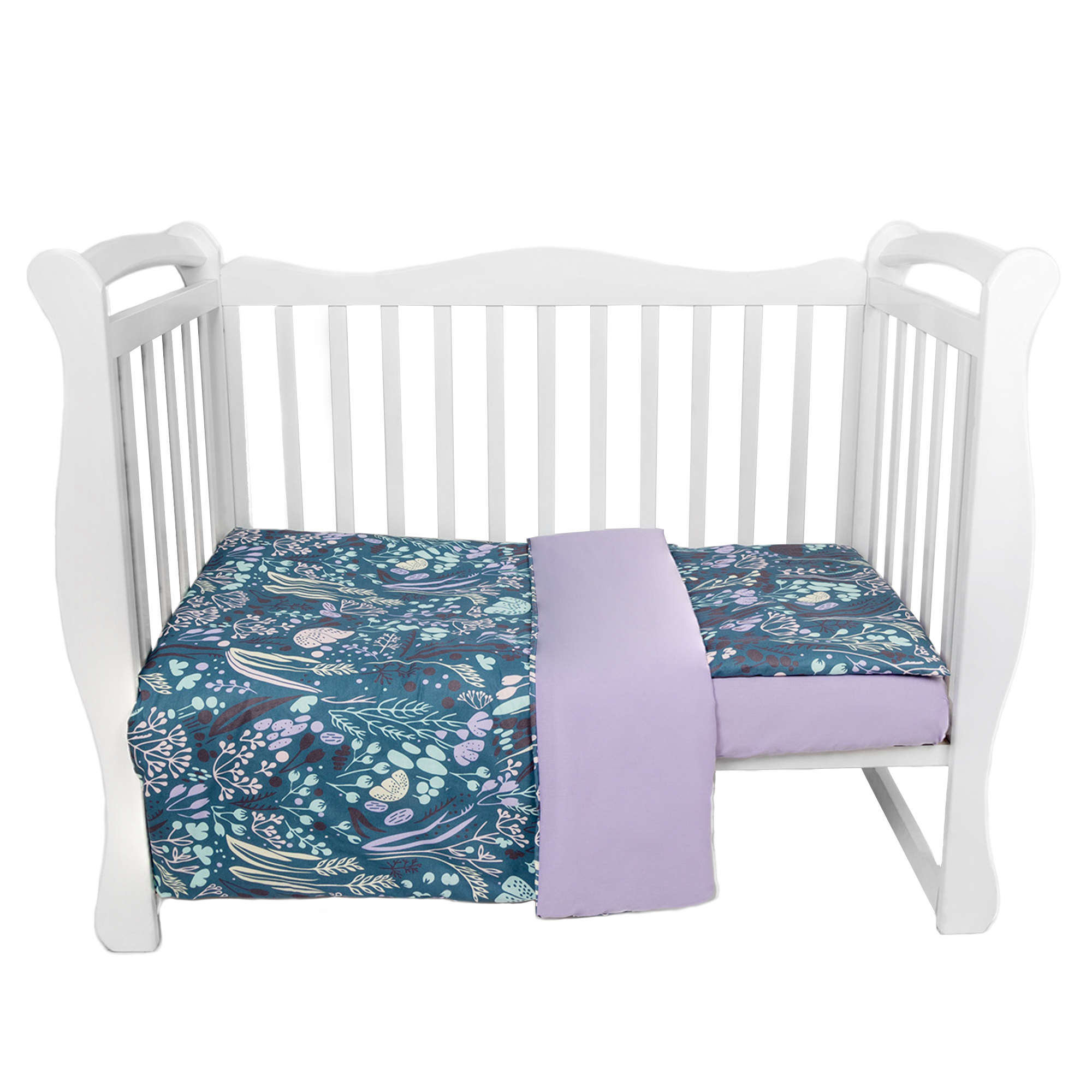 Комплект в кроватку 3 предмета AmaroBaby Baby Boom Flower dreams фиолетовый
