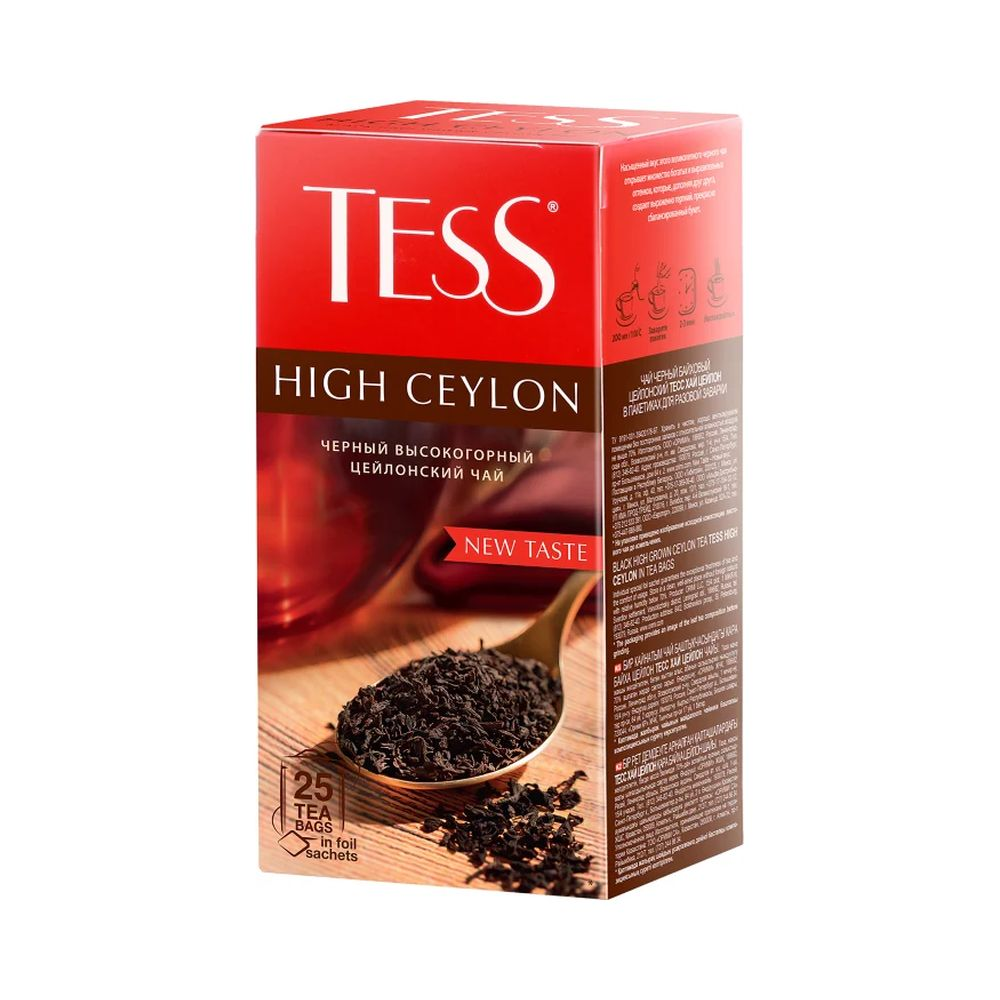 

Чай черный Tess высокогорный цейлонский High Ceylon в пакетиках, 25 шт по 2,25 г