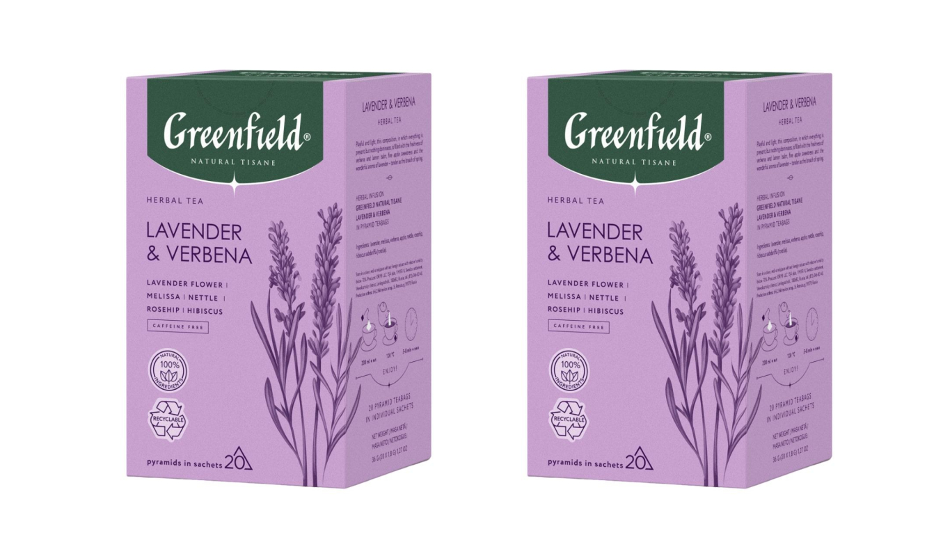 Чай травяной Greenfield Tisane Lavender & Verbena, 20 пирамидок по 1,8 г, 2 шт