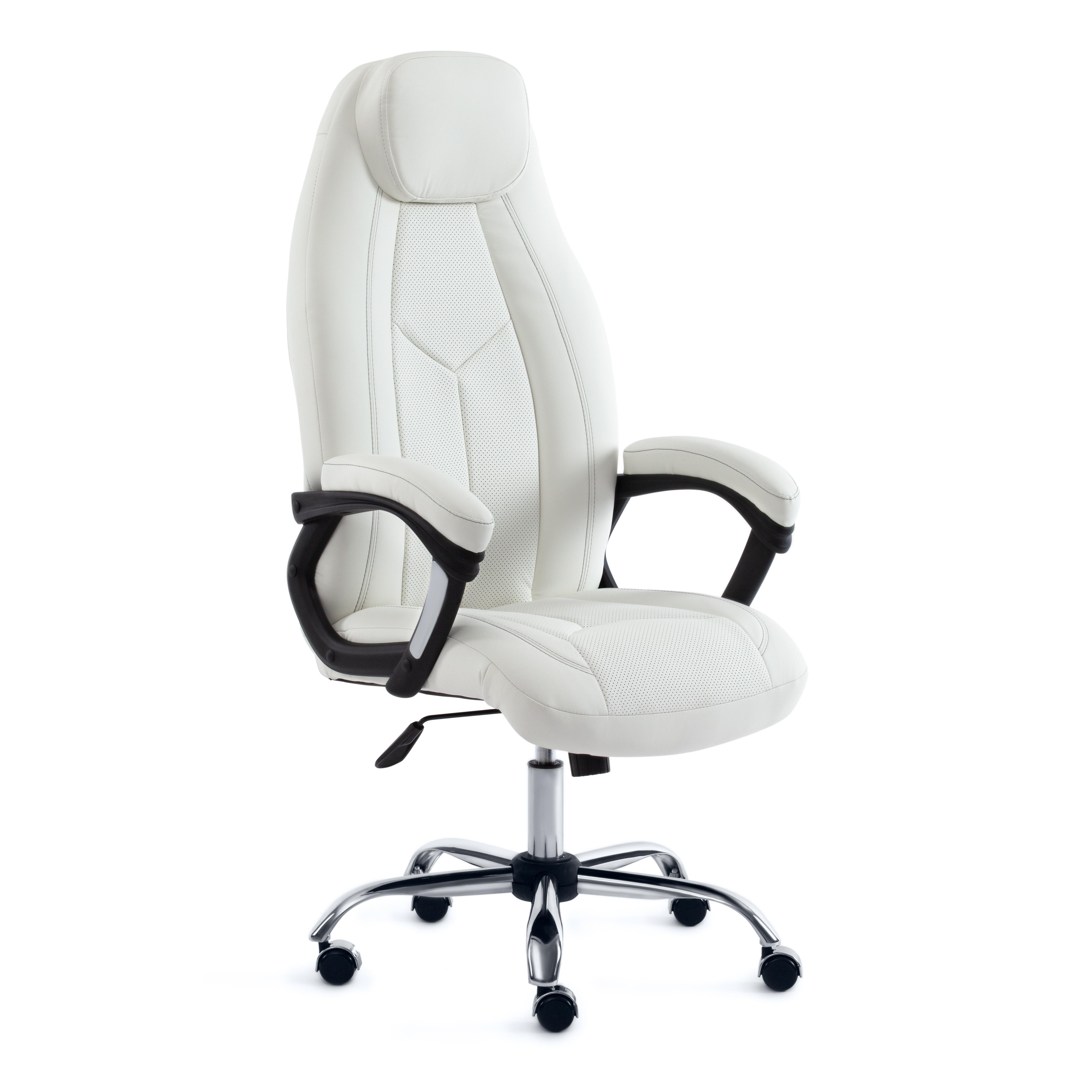 фото Кресло офисное кресло tetchair boss (хром) кож/зам 36-01/36-01/06, white