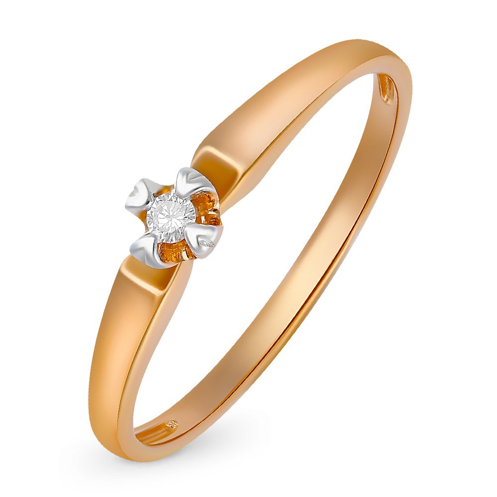

Кольцо женское из красного золота с бриллиантом 585Gold 101011336, р. 17,5, 101011336