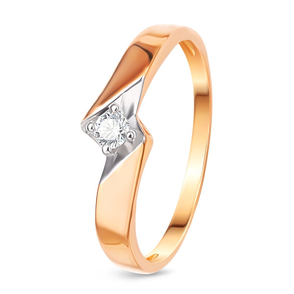 

Кольцо женское из красного золота с бриллиантом 585Gold 101011425, р, 101011425