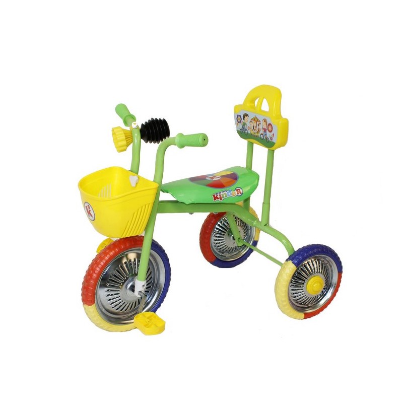 Велосипед Kinder трехколесный, без ручки, с клаксоном, d колес 10' и 8', зеленый