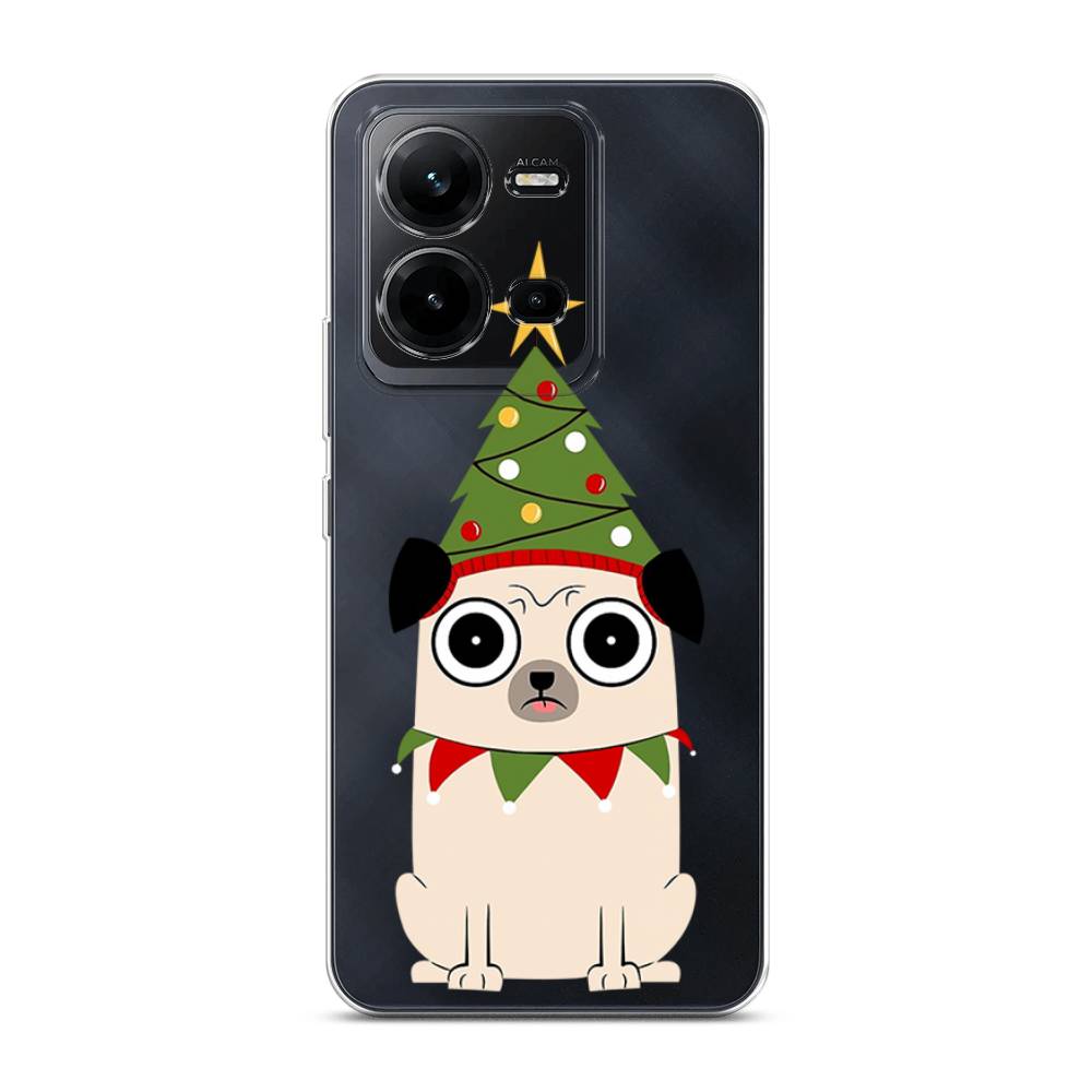 

Чехол на Vivo V25 "Собачка с ёлочкой", Бежевый;красный;зеленый, 267750-1