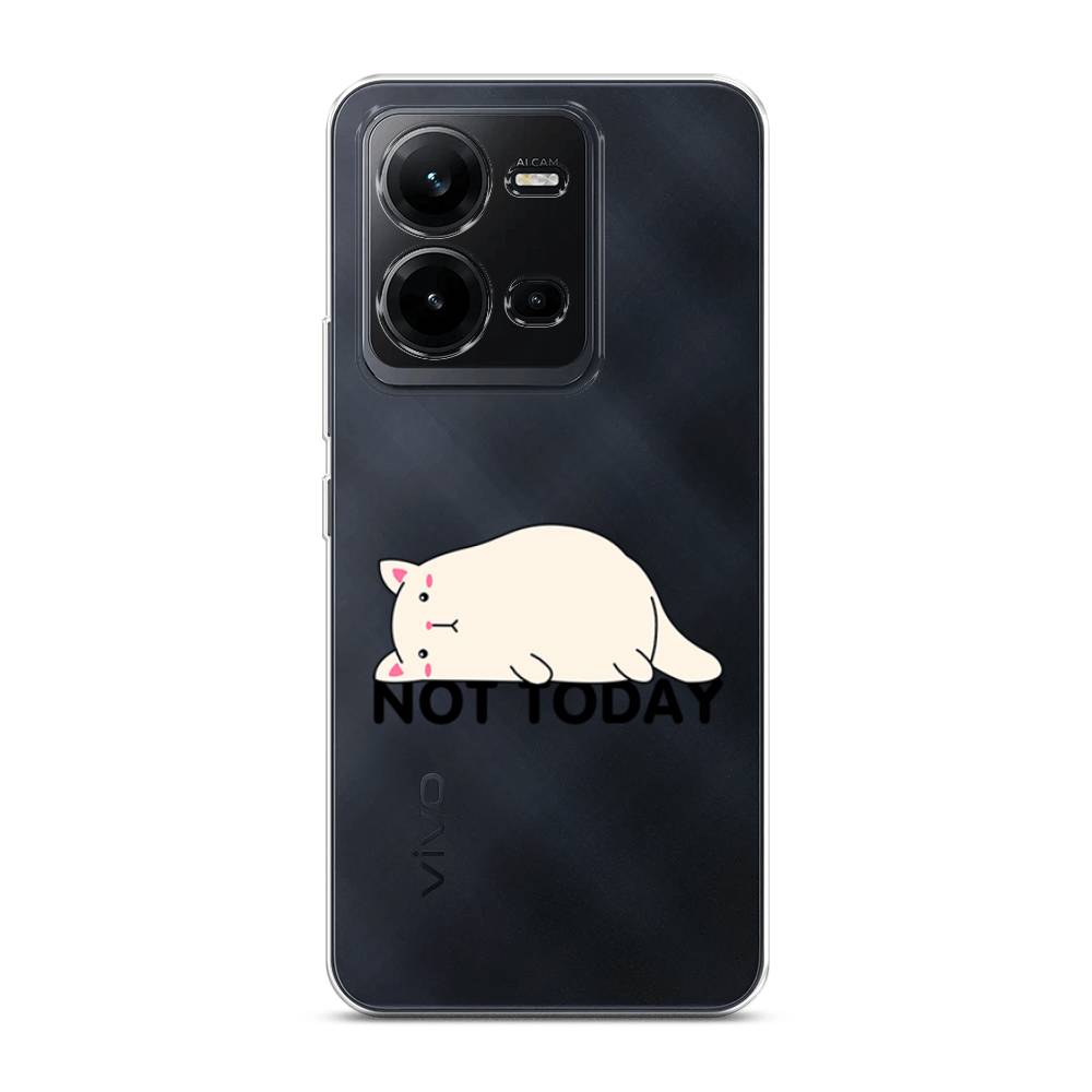 

Чехол на Vivo V25 "Cat not today", Белый;розовый;черный, 267750-1