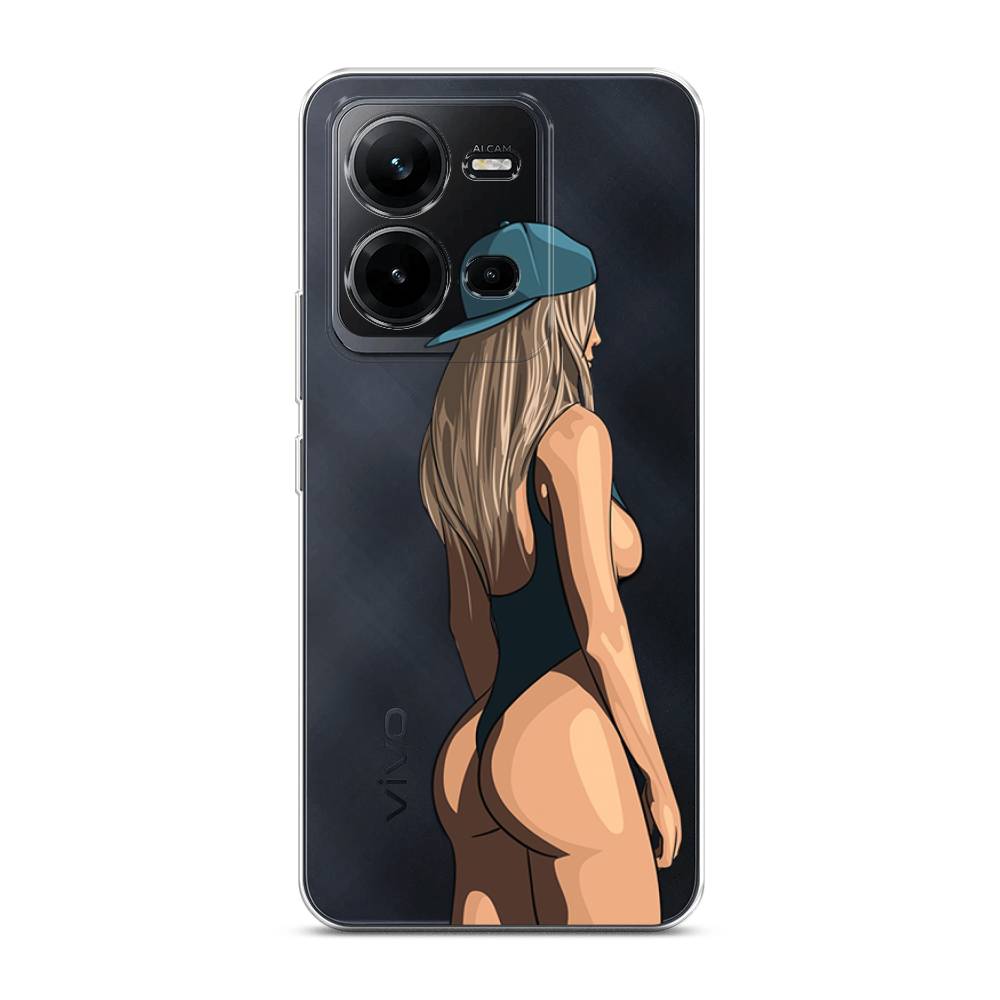 

Чехол на Vivo V25 "Девушка в черном купальнике", Зеленый;бежевый;черный, 267750-6