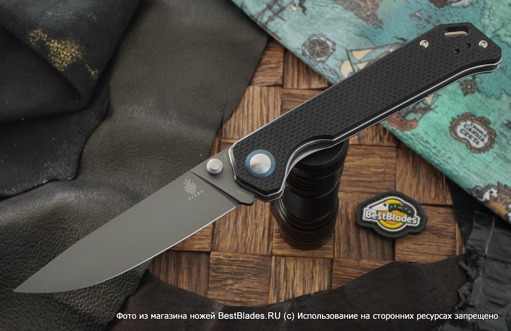 фото Складной нож kizer knives begleiter сталь n690, черная g-10