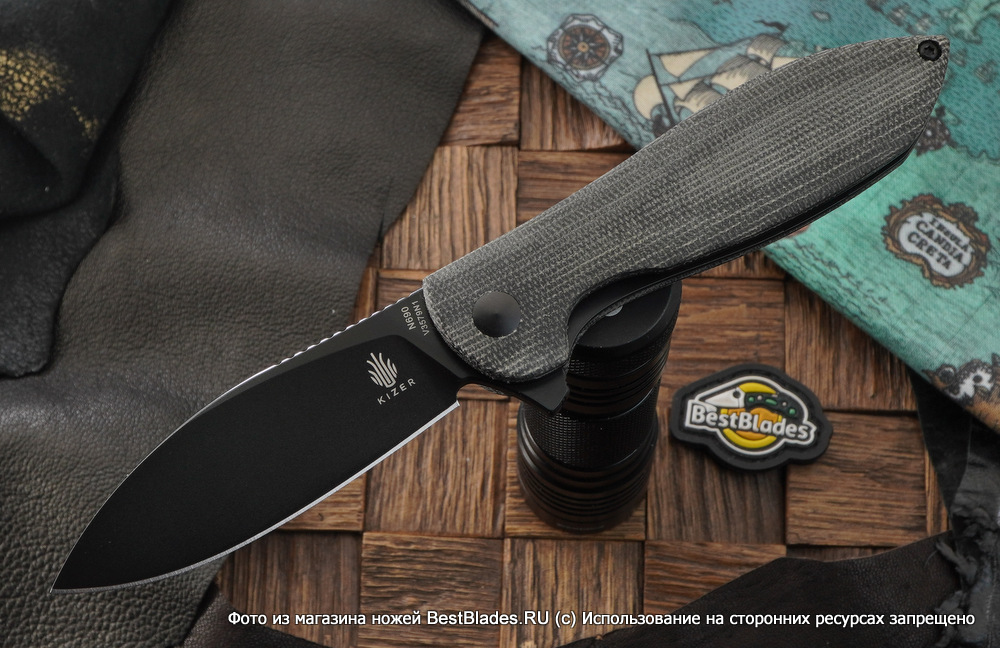 

Складной нож Kizer Knives Infinity сталь N690, черная микарта, Черный, Infinity