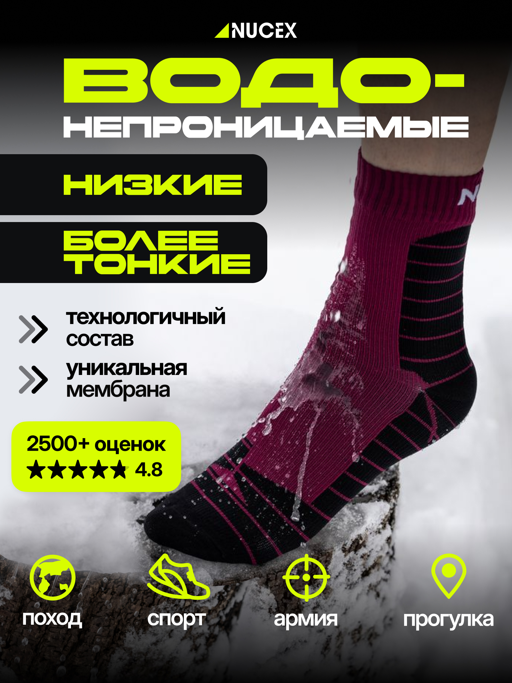 Носки унисекс NUCEX НМ02/bur бордовые 43-46