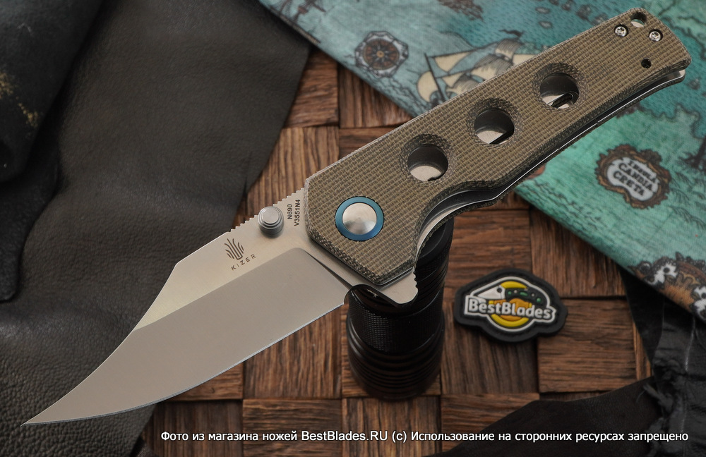 

Складной нож Kizer Knives Junges сталь N690, зеленая микарта