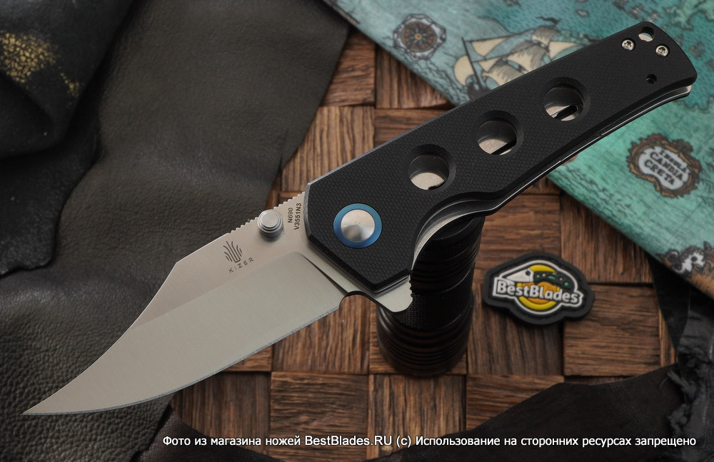 

Складной нож Kizer Knives Junges сталь N690, черная G-10, Черный, Junges