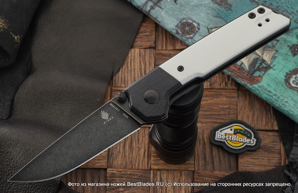 

Складной нож Kizer Knives Domin Mini сталь N690, черно-белая G-10