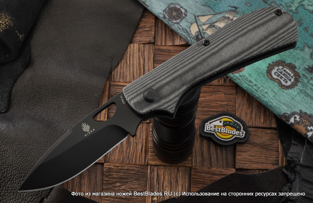 фото Складной нож kizer knives zipslip сталь 4v, микарта