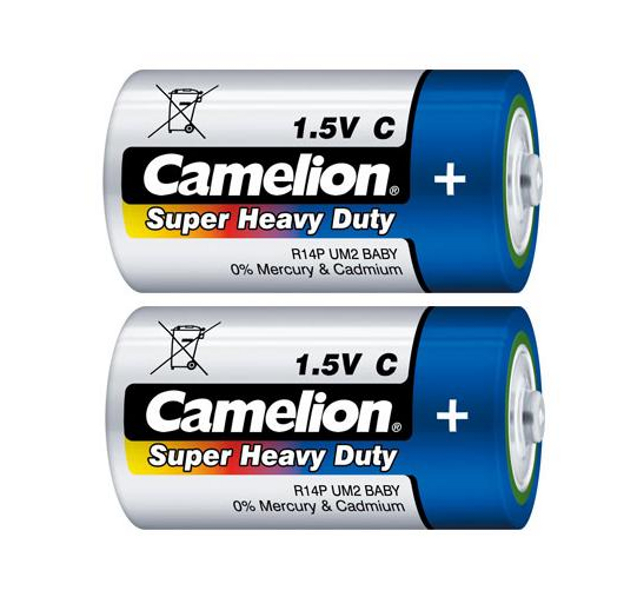 Батарейка C - Camelion R14 Blue R14P-BP2B (2 штуки) элемент питания camelion super blue r6 316 bl4 комплект 20 батареек 5 упак х 4шт