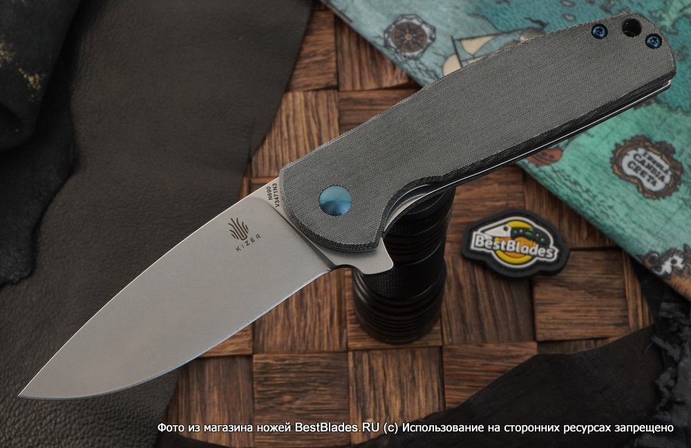 

Складной нож Kizer Knives Gemini сталь N690, микарта, Серый, Gemini