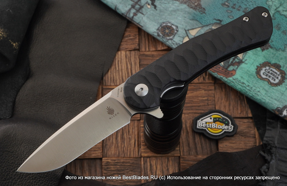 

Складной нож Kizer Knives Dukes сталь N690, черная G-10, Черный, Dukes