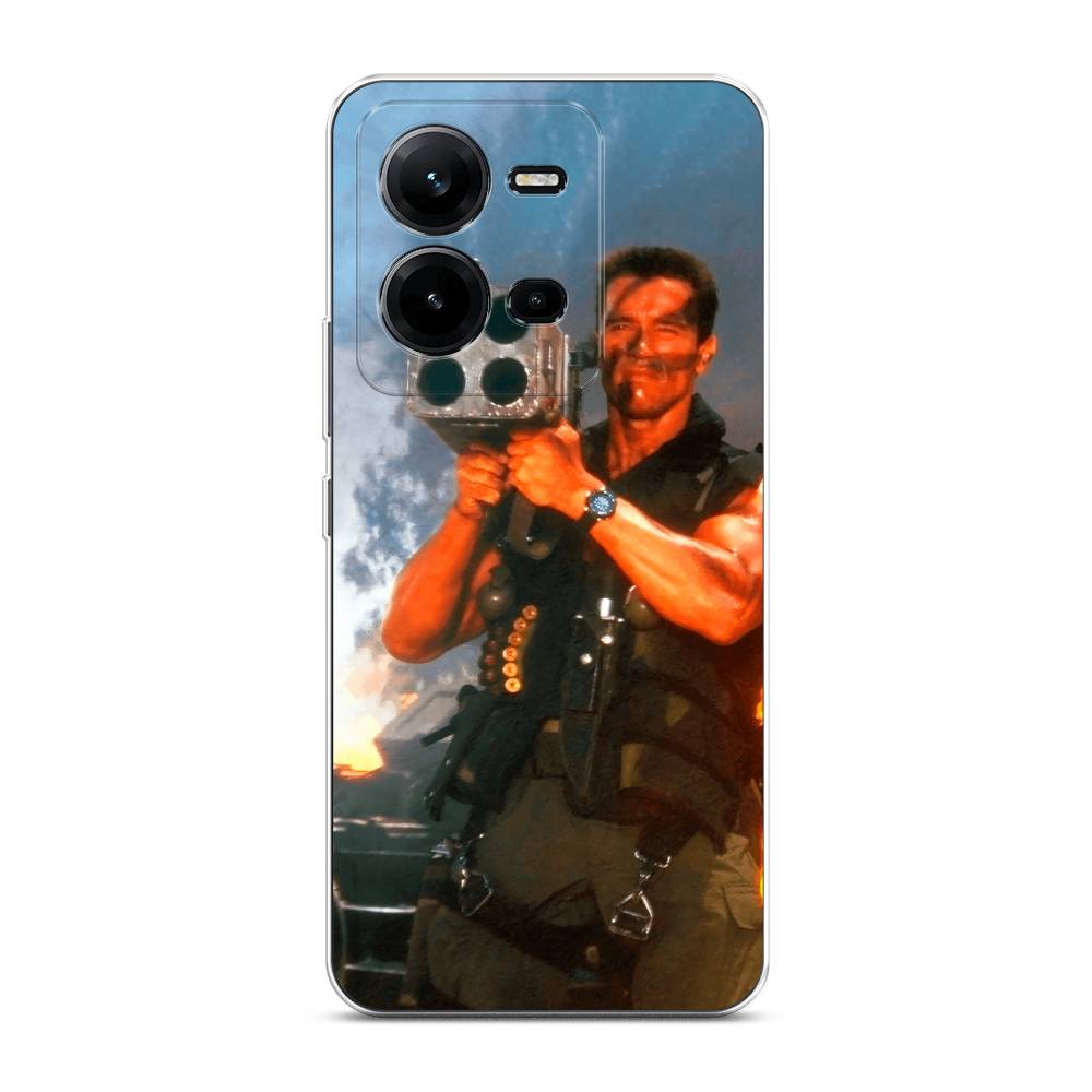 

Чехол на Vivo V25 "Арнольд Шварцнеггер с базукой", Голубой;коричневый, 267750-6