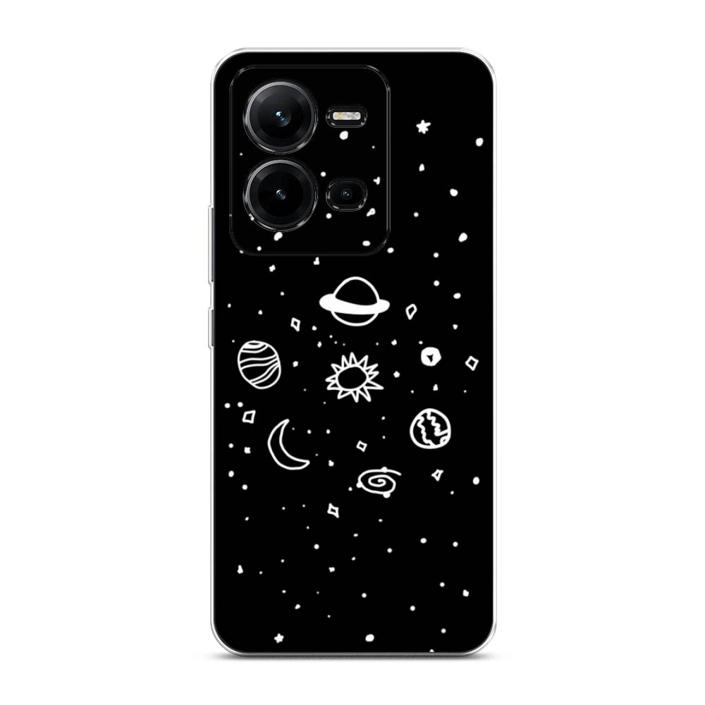 

Чехол на Vivo V25 "Дудл солнечной системы", Бежевый;серый, 267750-2