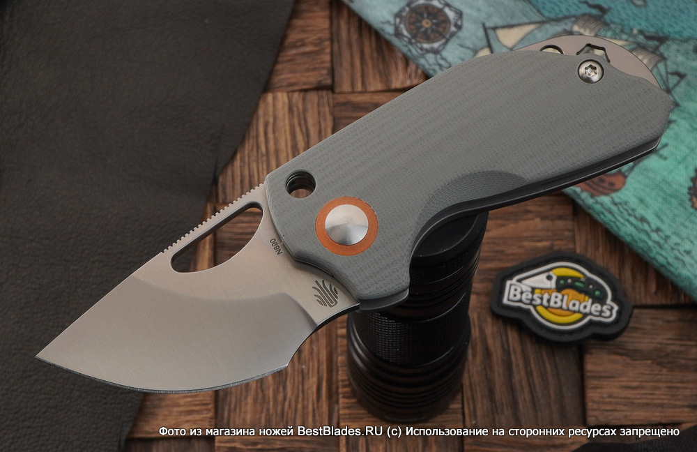 фото Складной нож kizer knives catshark сталь n690, серая g-10