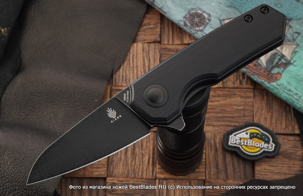 

Складной нож Kizer Knives Lieb сталь N690, черная G-10