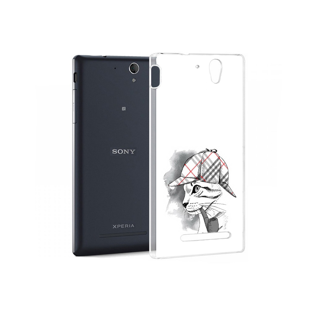 Чехол MyPads Tocco для Sony Xperia C3 кошка с трубкой (PT18760.251.405)