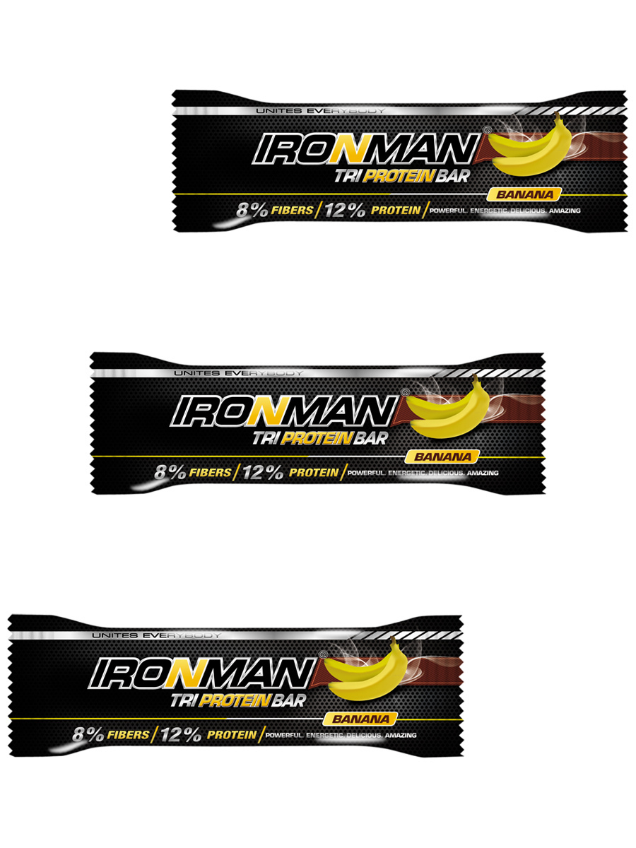 Протеиновый батончик в шоколаде Ironman TRI Protein bar (Банан) 3х50г
