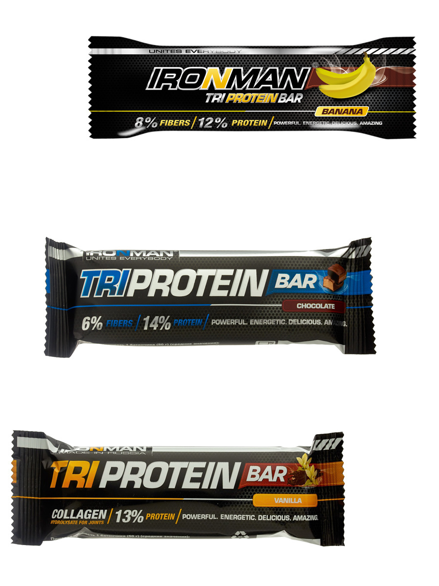 Протеиновый батончик Ironman TRI Protein bar Ассорти 3х50г