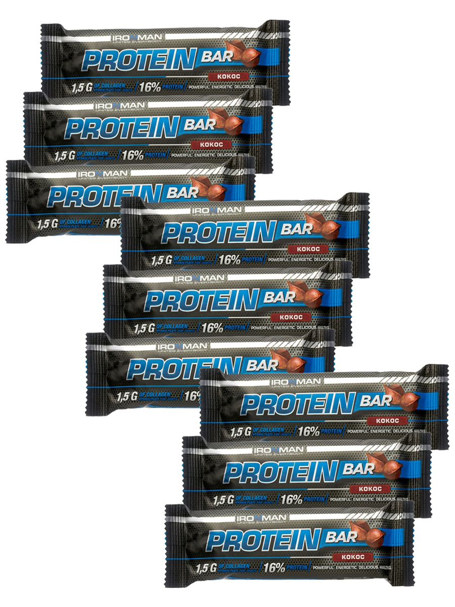 фото Протеиновый батончик ironman protein bar с коллагеном (кокос) 9х50г