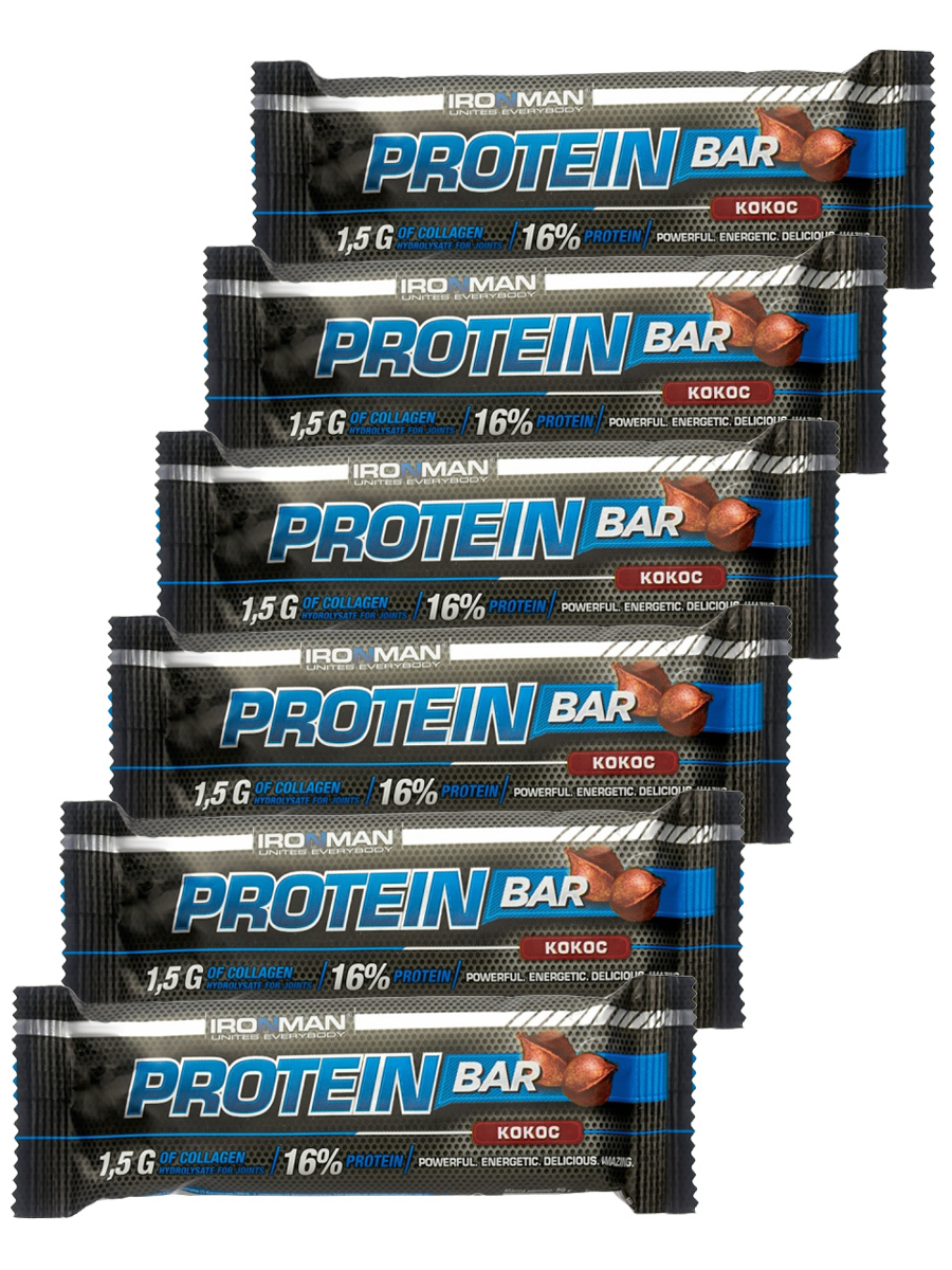 Протеиновый батончик Ironman Protein bar с Коллагеном (Кокос) 6х50г