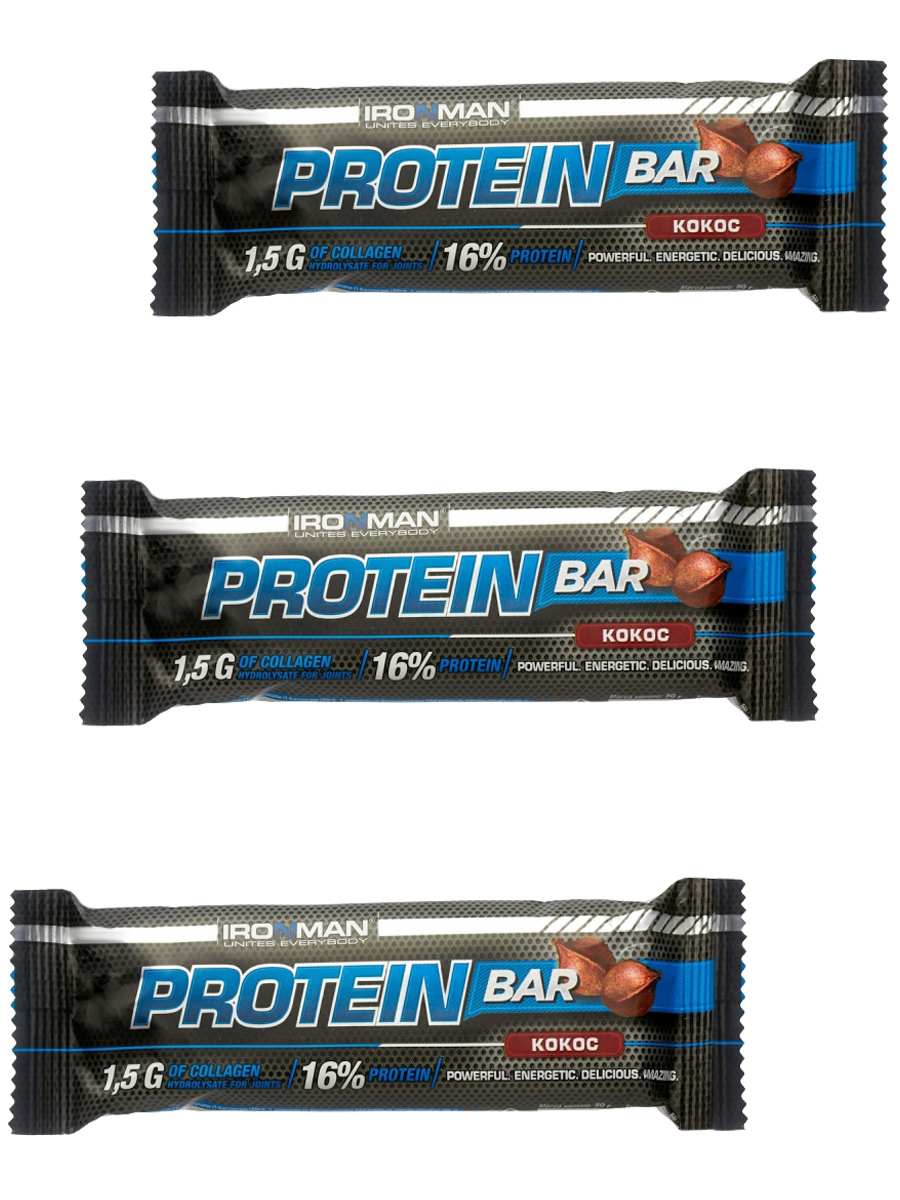 Протеиновый батончик Ironman Protein bar с Коллагеном (Кокос) 3х50г