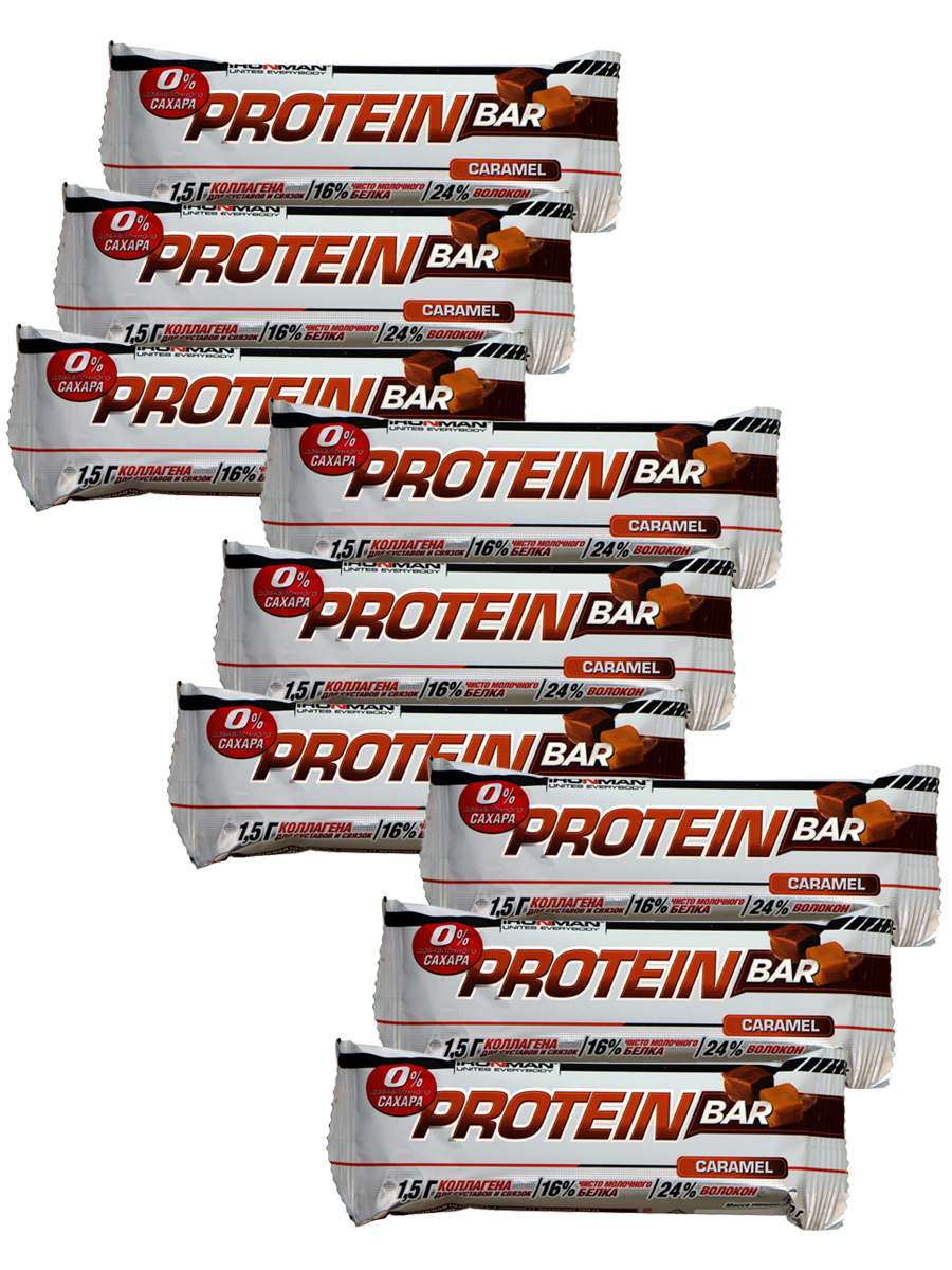 фото Протеиновый батончик ironman protein bar без сахара (карамель) 9х50г