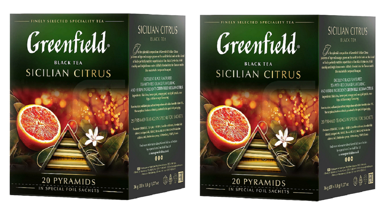 

Чай черный Greenfield Sicilian Citrus пирамидки, 20 шт по 1,8 г, 2 упаковки