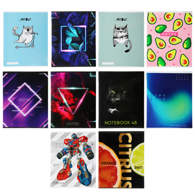 

Тетрадь 48л. в клетку ПРЕМИУМ, офсет, обл.картон, скрепка, "Микс", эфефкты, 578-018