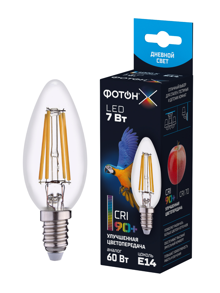 фото Лампа светодиодная фотон led fl b35-c 7w e14 4000k, серия х