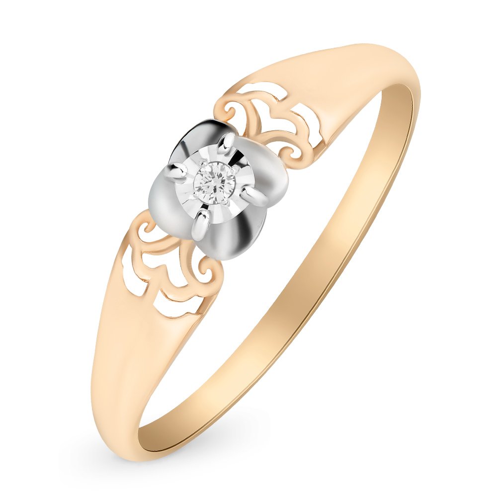 

Кольцо женское из красного золота с бриллиантом 585Gold 101010901, р, 101010901