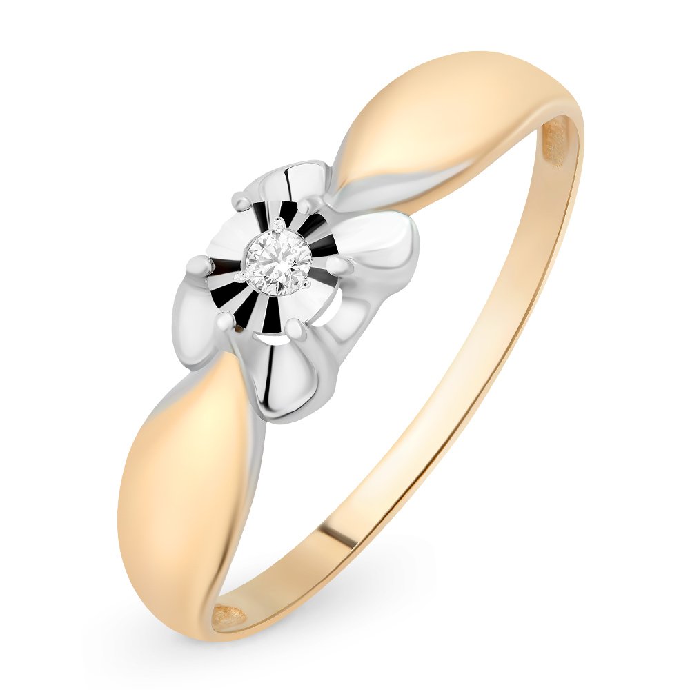 

Кольцо женское из красного золота с бриллиантом 585Gold 101010899, р, 101010899