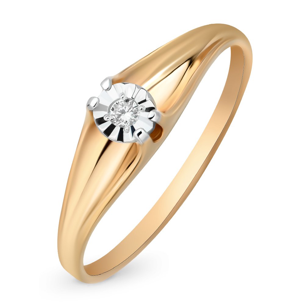

Кольцо женское из красного золота с бриллиантом 585Gold 101010936, р, 101010936