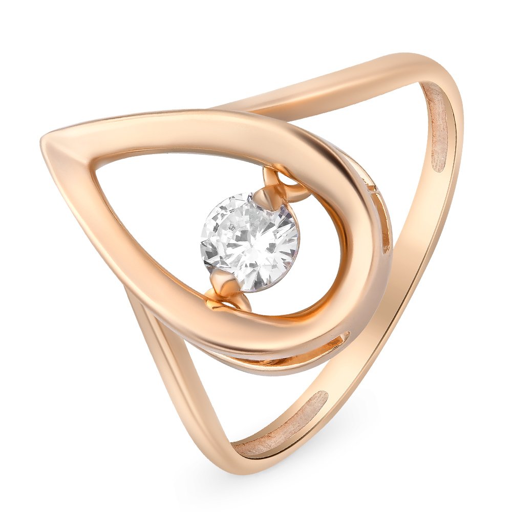 

Кольцо женское из красного золота с бриллиантом 585Gold 101010740, р, 101010740