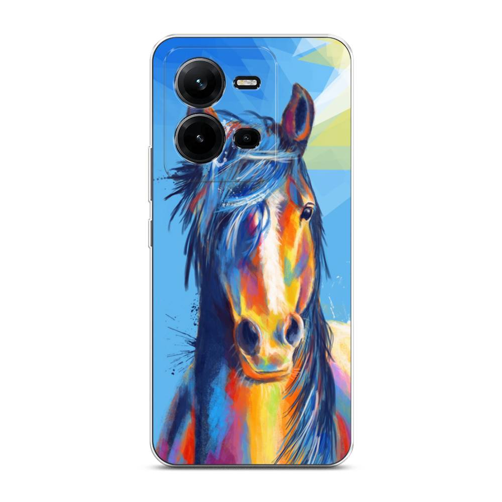 

Чехол на Vivo V25 "Лошадь арт 3", Голубой;желтый;синий, 267750-1