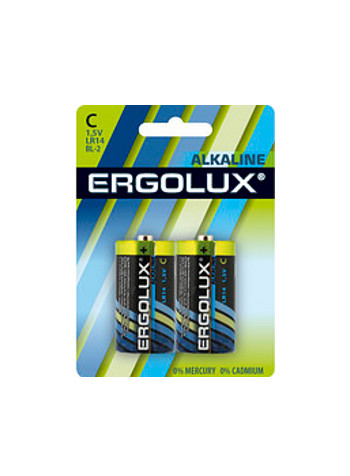 Батарейка C - Ergolux LR14 Alkaline BL-2 LR14-BL2 новогодний светодиодный камин светильник печь эра egnik p02 2 lr14 c 24 17 33 см б0060487