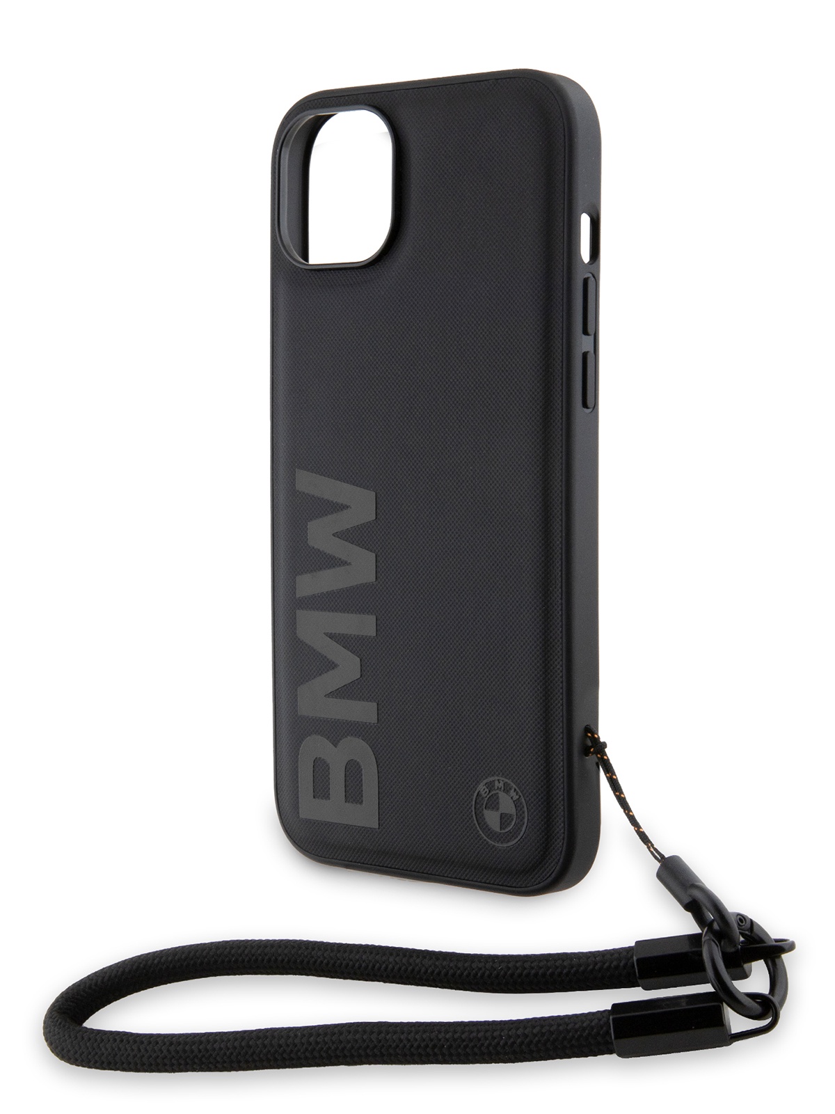 

Чехол BMW для iPhone 15 Plus из натуральной кожи со шнурком, черный, Leather