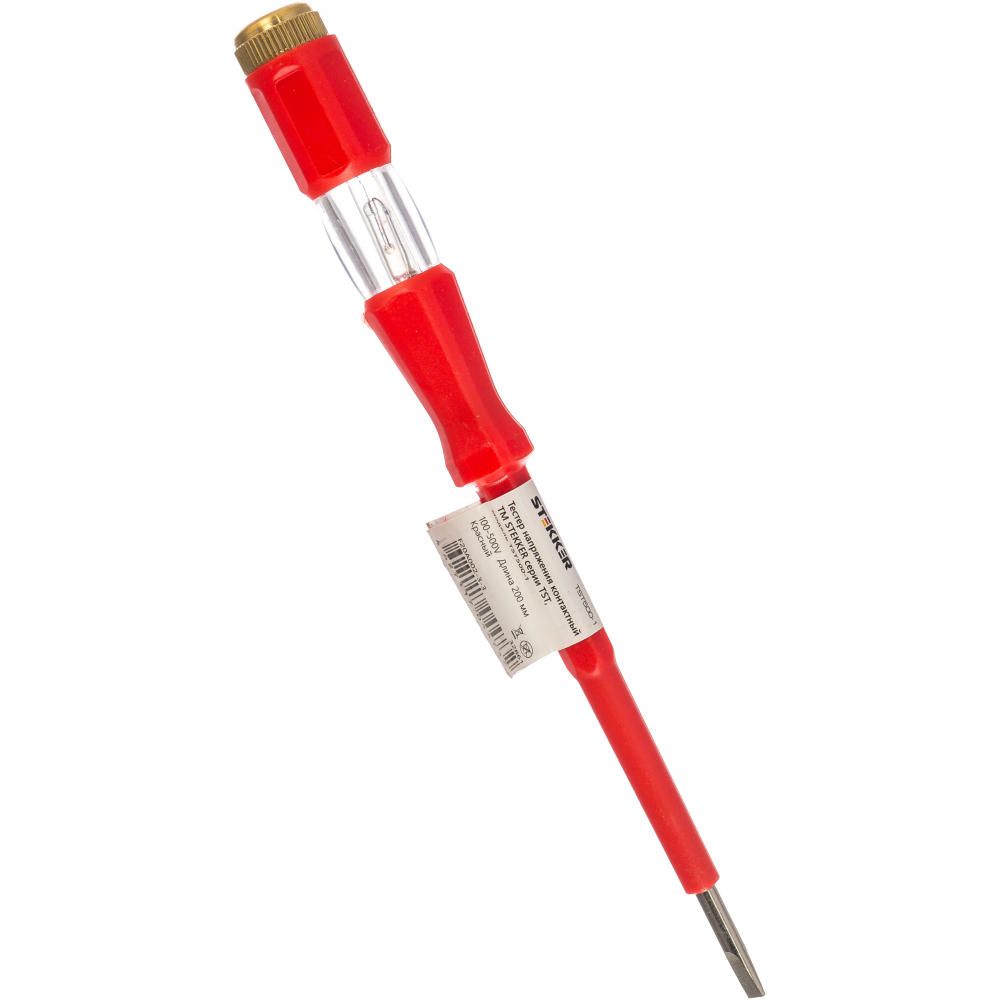 Контактный тестер напряжения STEKKER 100-500V, 12 200 мм, красный детектор скрытой проводки сем la 1014 кабель тестер мультиметр