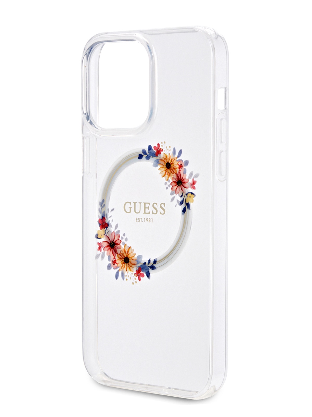 

Чехол Guess для iPhone 14 Pro Max с бортиком для камеры и функцией MagSafe, прозрачный, PC/TPU MagSafe