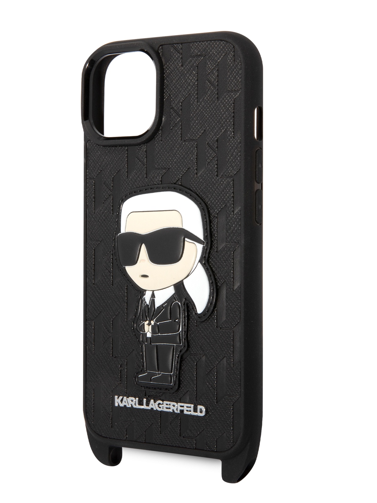 

Чехол Karl Lagerfeld для iPhone 15 из экокожи с фирменным ремешком, черный, PU Leather