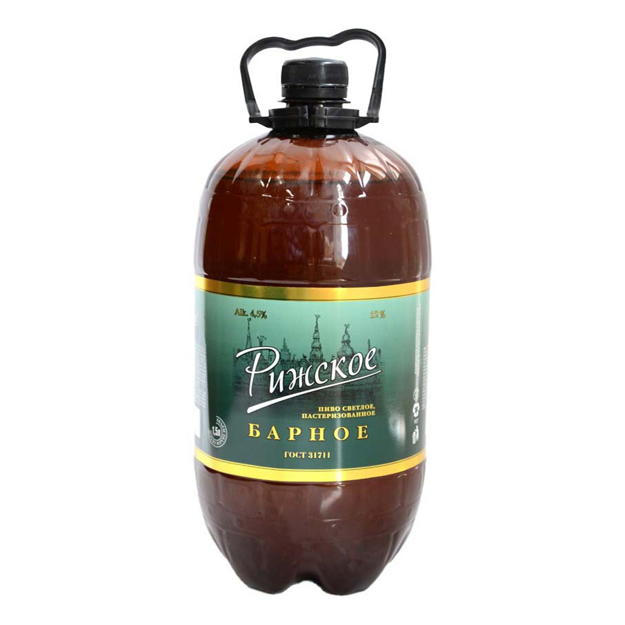 Пиво Советское ГОСТ Рижское Барное светлое фильтрованное 4,5% 1,5 л