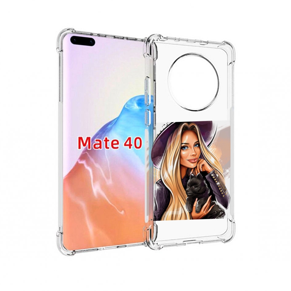 

Чехол MyPads Tocco для Huawei Mate 40 девушка-с-черным-щенком женский, Прозрачный, Tocco