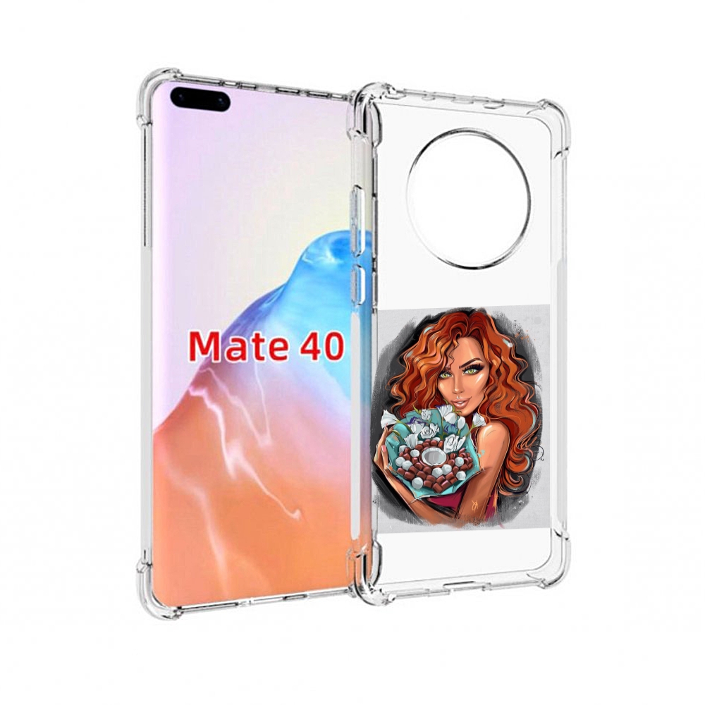 

Чехол MyPads Tocco для Huawei Mate 40 девушка-с-кокосовым-букетом женский, Прозрачный, Tocco