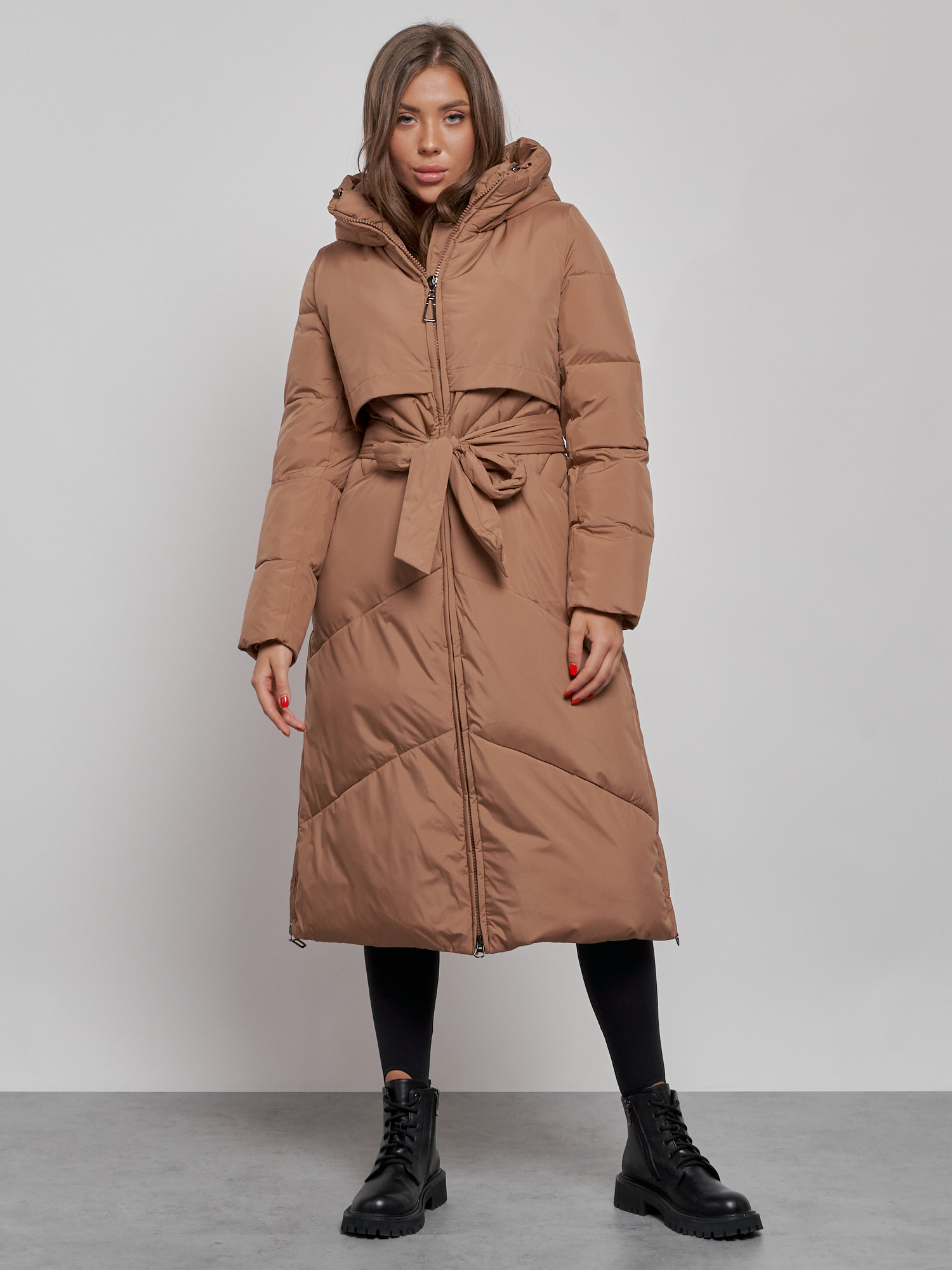 Пальто женское MTFORCE 52356 коричневое S