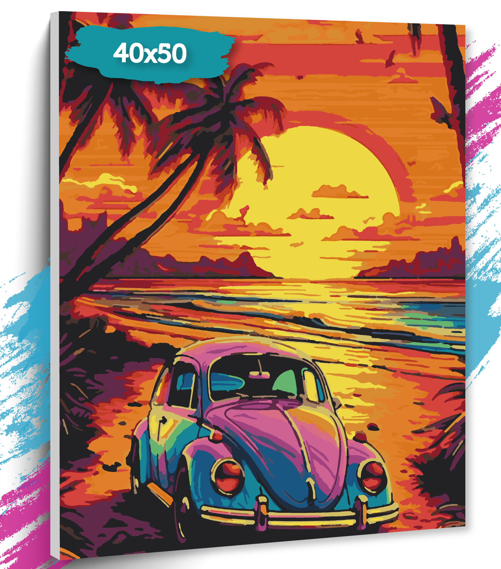 Картина по номерам ТТ Машина GK0159 на закате Холст на подрамнике 40х50 см